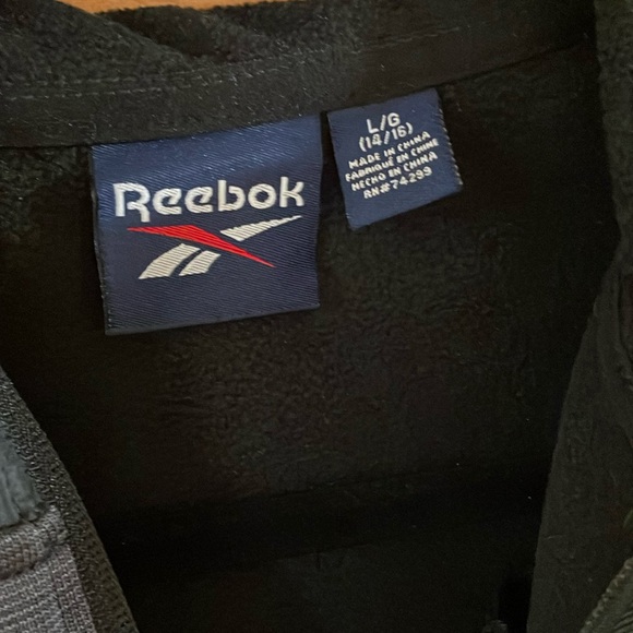 Reebok Jacket Hooded Coat Front Zip Fleece lined Gray & Black Boys 10/12 - Picture 7 of 14